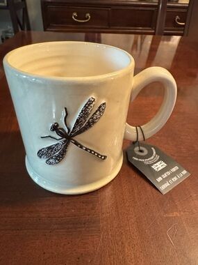 Dragonfly Mug The Old Pottery Company Coffee Tea Ceramic Embossed Cup NWT